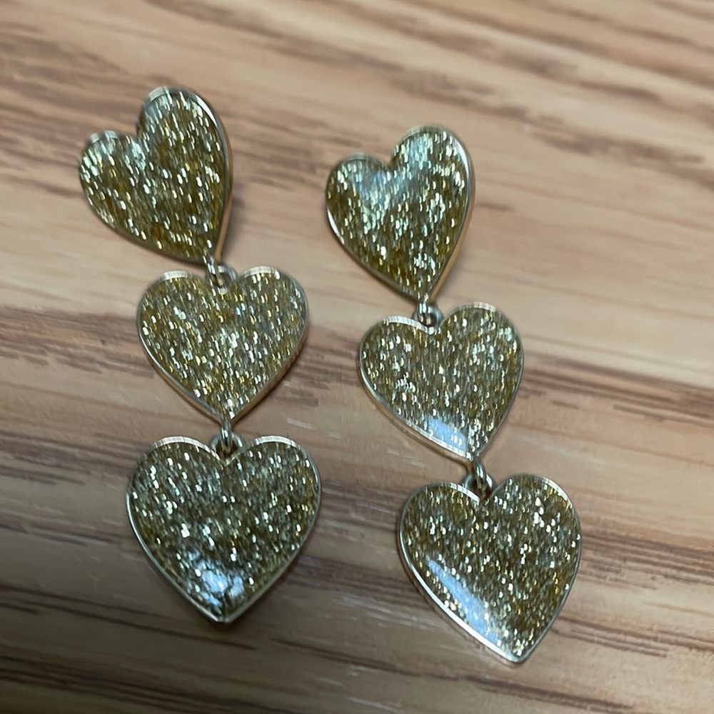 Sugarfix By Baublebar Gold Glitter Dangling Hearts Earrings